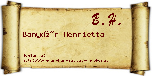 Banyár Henrietta névjegykártya